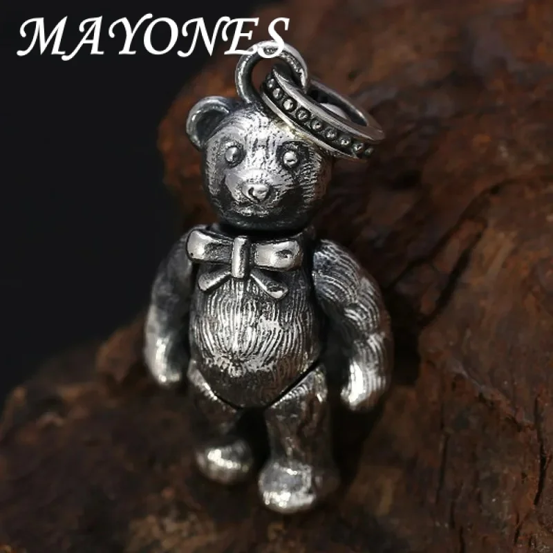 Mayones 2022 Trend Real S925 Silver Creative Bear Pendant Retro Craftsmanship Fashion All-Match Men And Women Pendant