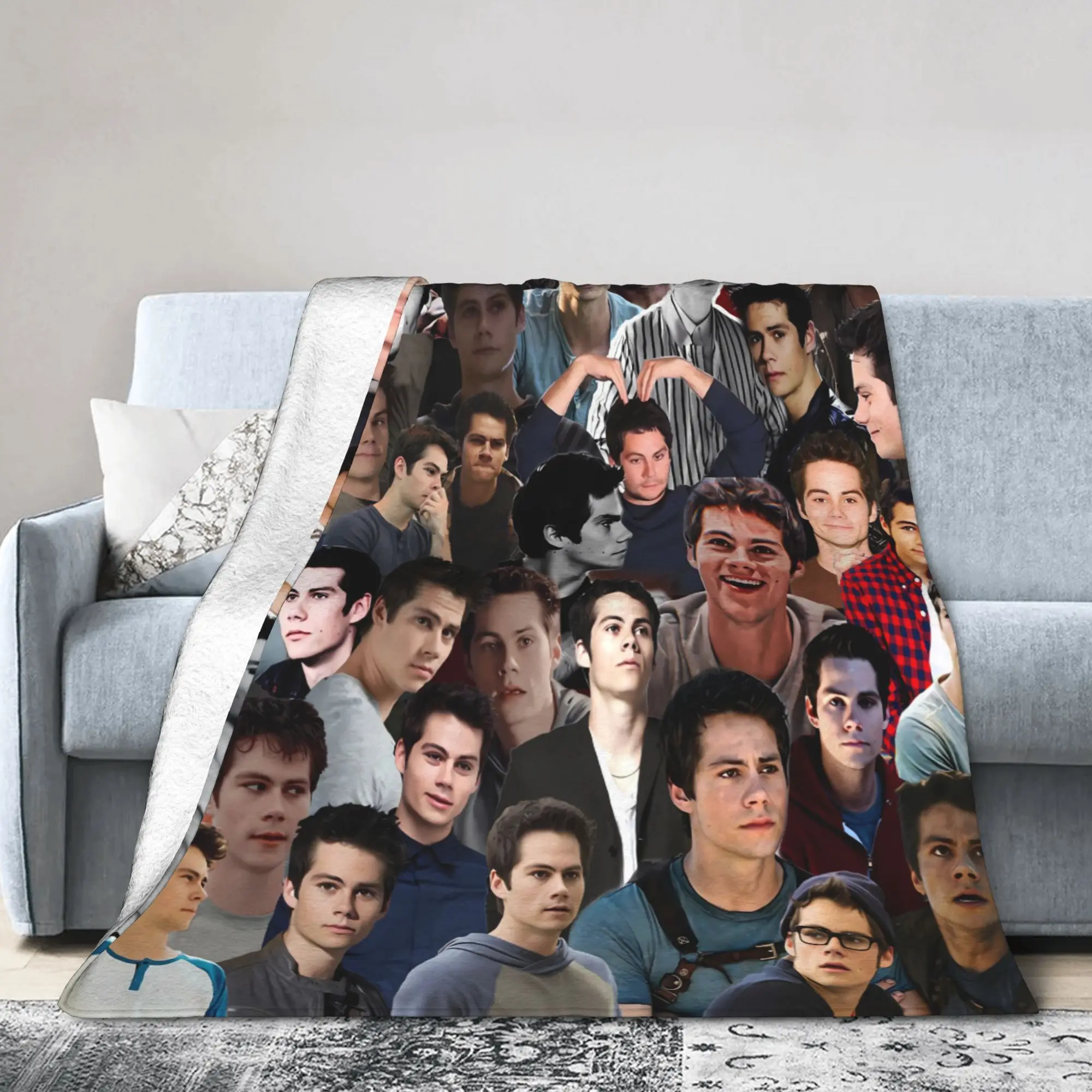 Warm Soft Blanket Decorative Dylan o'brien Collage American Singer  Throw Blanket Flannel Bedspread For Fluffy Sofa Bed Cover