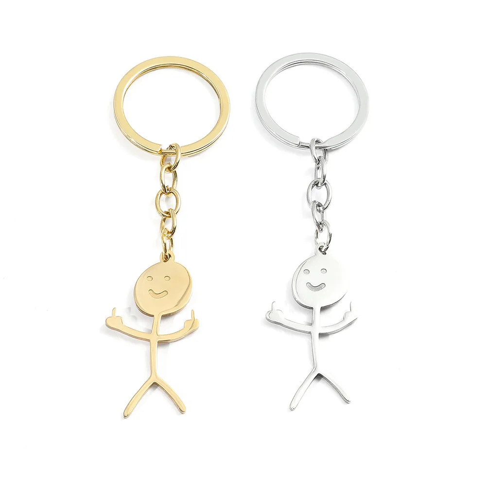 Fun Match People Keychain Creative Car Keyrings Middle Finger Lovers Key Chain New Bag Pendant Couple'S Gifts
