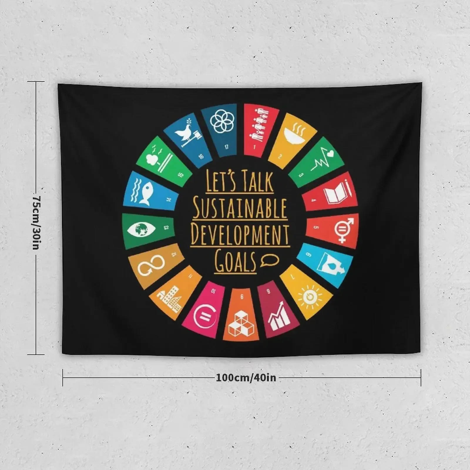 Let's Talk SDGs | UN Global Goals Logo | United Nations Sustainable Development Goals 2030 Tapestry Anime Decor Tapestry