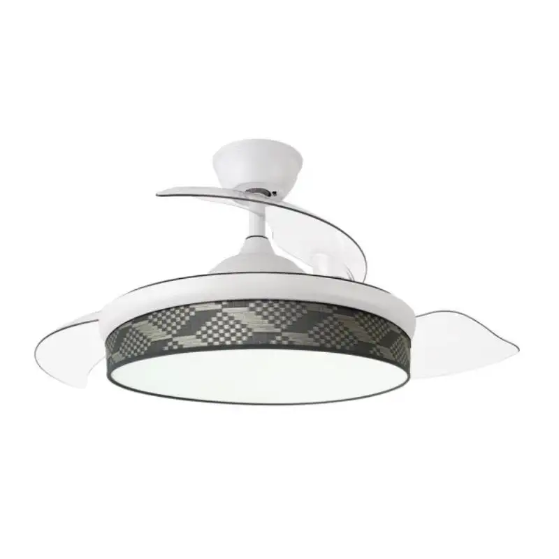 Illuminashop LED Ceiling Fan White/Grey 72W Metal/Textile/ABS/polycarbonate DC Motor with timer remote control retractable shovels summer