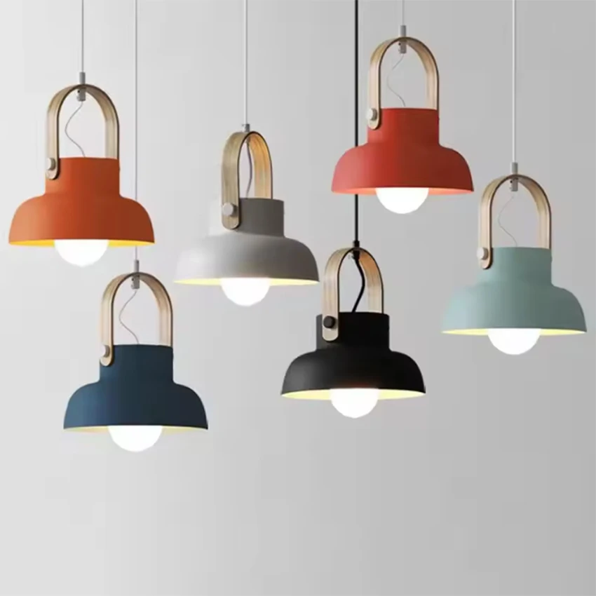 Nordic Macaron Restaurant Pendant Lights Modern LED Iron Pendant Lamp Home Decoration Indoor Kitchen Fixtures Lighting Luminaire