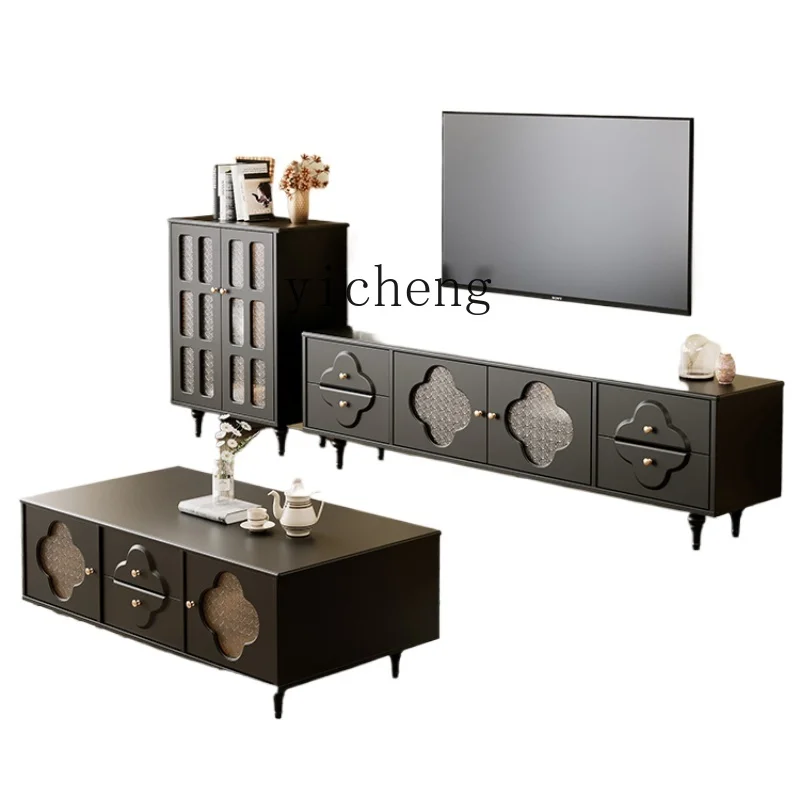 

ZK Retro Chinese Style TV Stand Tea Table Combination Living Room Home Small Apartment Side Cabinet