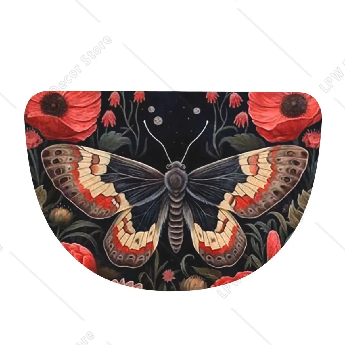 Boho Bee And Moth Butterfly Soft Flannel Half Round Doormat Non Slip Bathroom Mat Absorbent Floor Carpet for Home Bedroom
