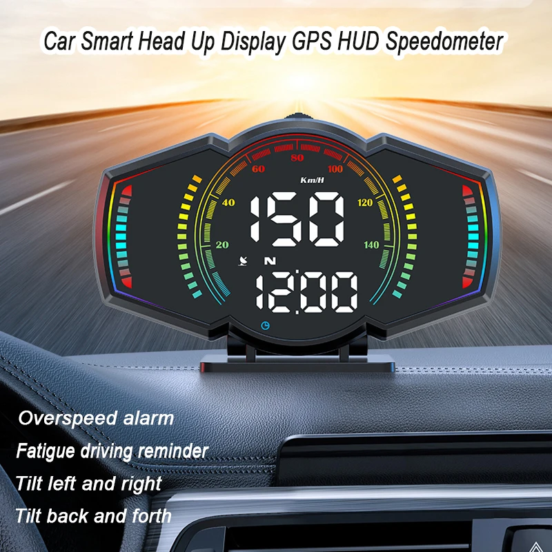 Kebidumei GPS KMH MPH HUD Digital Speedometer Head Up Display with Overspeed Alarm Car Electronics Accessories for All Cars