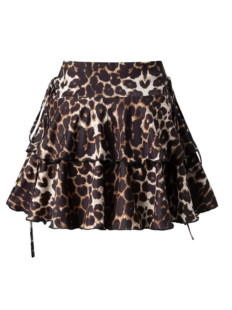 

New sexy Leopard Print Slight Strech Skirt Women Summer Fashion Outdoor Versatile High Waist Slim Fit Elastic Waist Short Skirt