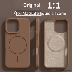 iPhone 16 15 Plus 14 13 12 11 16 Pro Max 자기 무선 충전 보호기 소프트 커버 용 기존 액체 실리콘 Magsafe 케이스