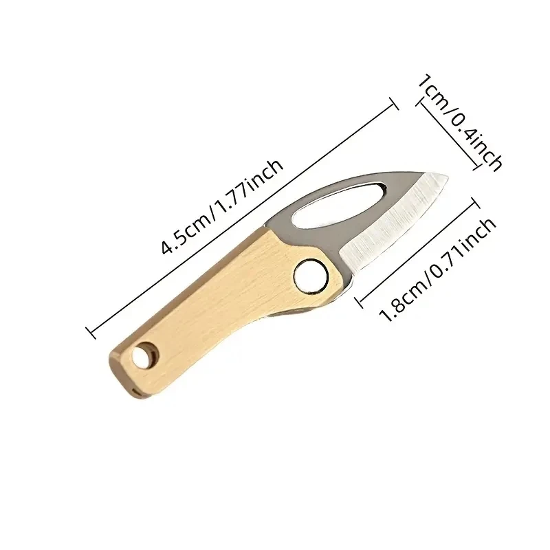 Mini Brass Folding Knife Edge Pocket Knife Camping Outdoor Self-defense Open Box Express Knife Gift Carry Key Chain Pendant