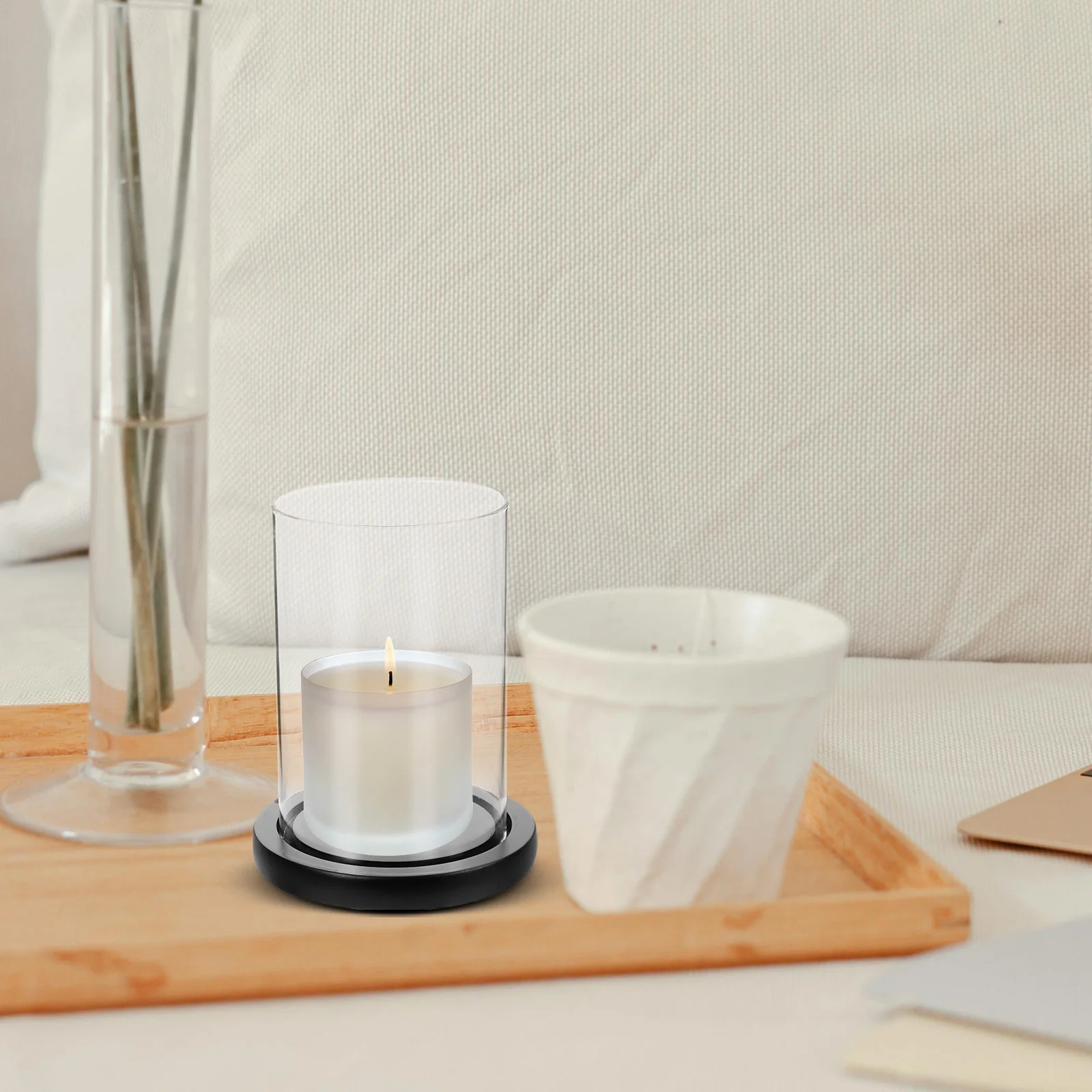 

Clear Glass Holder Windproof Lampshade Decorative Home Candlesticks Shades Simple Structure Romantic Atmosphere Table