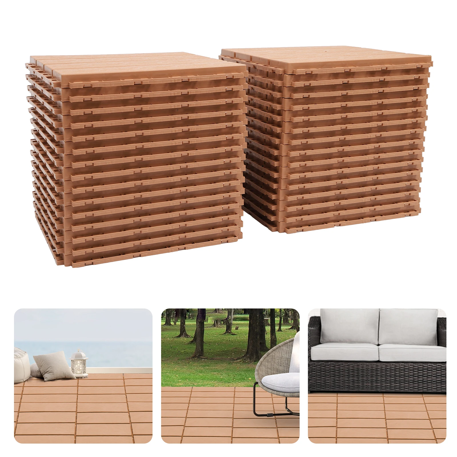 30-Pack Patio Deck Tiles, Heat and Corrosion-Resistant PP, Interlocking Design, Nonslip Surface, Easy to Maintain