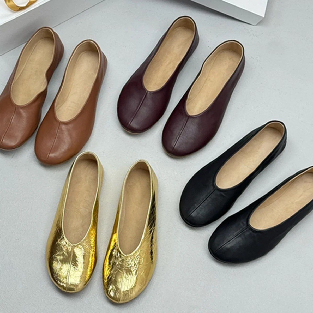 

Jenny&Dave Lazy Retro Grandma Ballet Flat Shoes Women Fashion Ladies Round Toe Minimalist Slip-on Loafers Soft Shoes Girls
