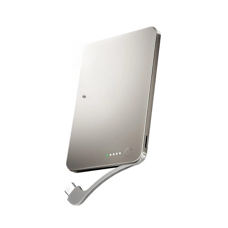 

Ultra-thin power bank, magnetic suction with its own cable, fast charging 10,000 mAh metal