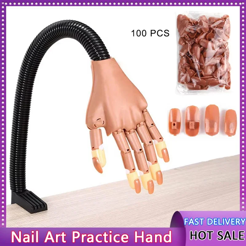 

Практика дизайна ногтей, ручная маникюрная практика, акриловые типсы для пальцев с 100 шт., накладные ногти, оборудование для тренировки ногтей, инструменты