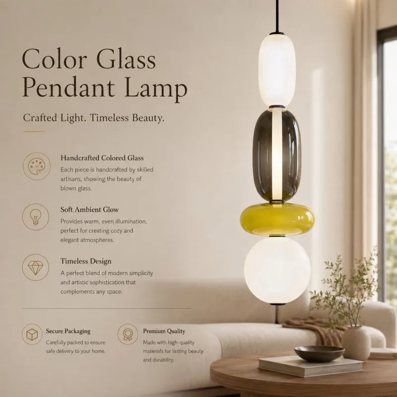 Small Italian Candy Glass Pendant Light Handblown Hanging Lamp for Bedroom Bedside Kitchen Island Decor