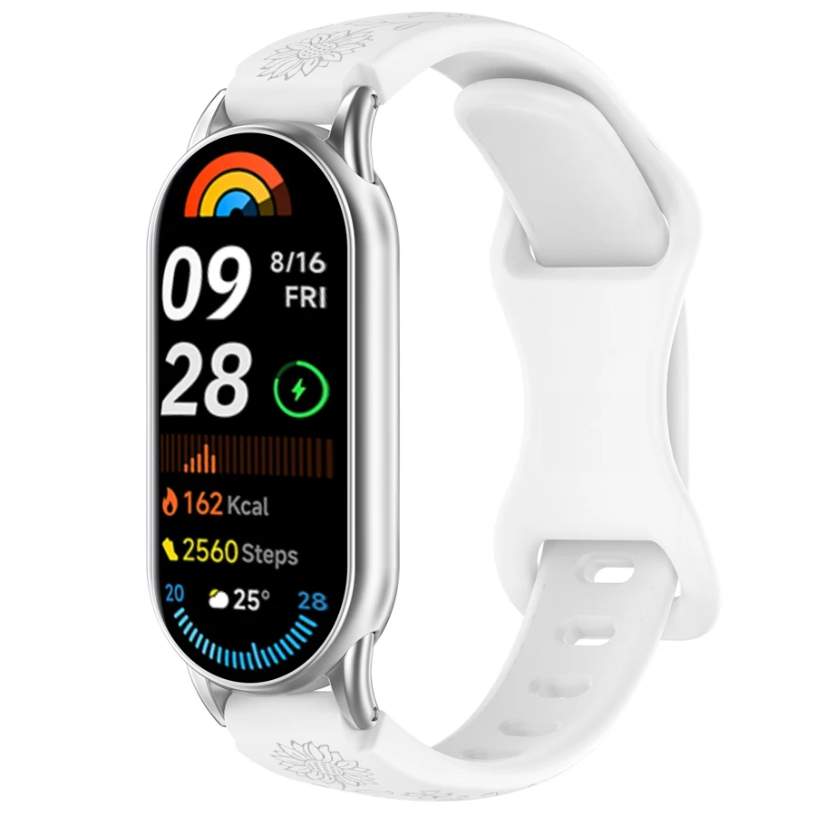 3D Bloemen Band voor Xiaomi Mi Band 10 9 8 Sport Siliconen Armband Smart Polsband Voor Mi Band 8 9 Vervanging band Accessoires
