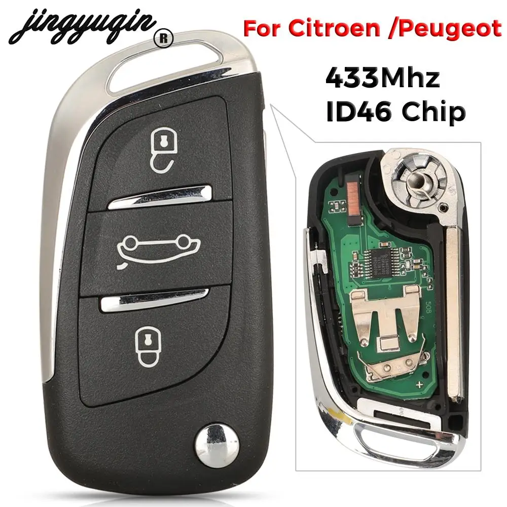 jingyuqin 3 przyciski do Citroen Ds4 2012 C3 2017 C4 201- Fit Peugeot 508 Filp Zdalny kluczyk samochodowy 433MHz ID46 Chip Fob HU83 VA2 Blade