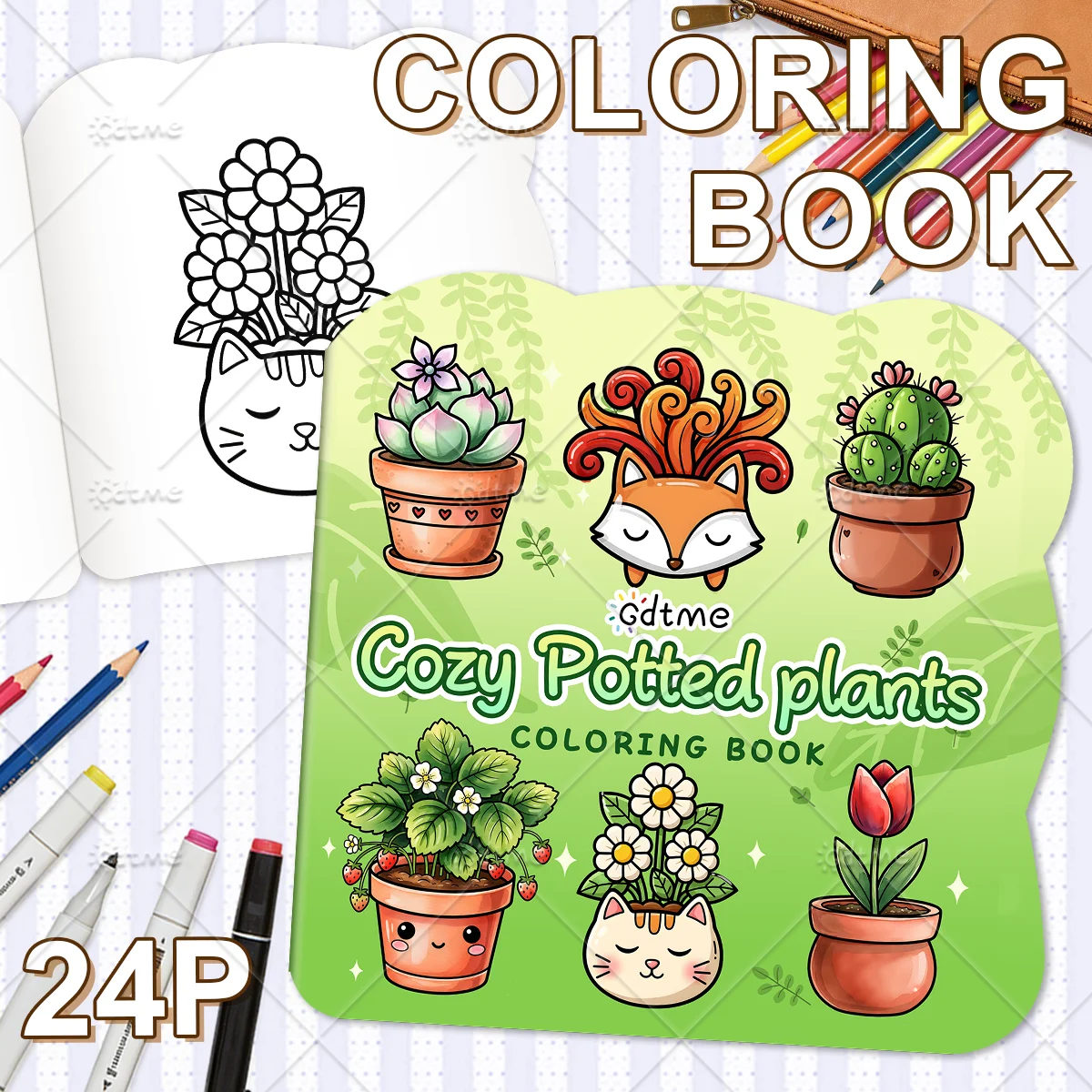 Cozy Potted Plants Coloring Book for Adults Cute Cozy Daily Activities Irregular Patterns for Relaxation (Cozy Spaces Coloring)