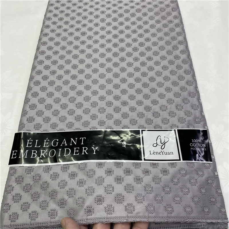 

5 Yards Nigerian 100% Cotton Polish Satin Embroidery Fabric High Quality Swiss Voile Lace Material For Men Dubai Style 14L362801