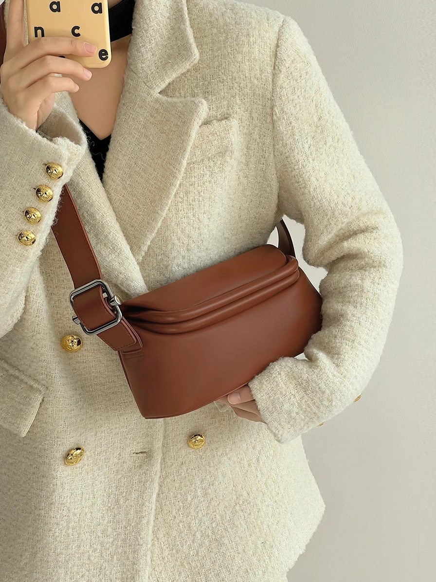 

Сумка-кроссбоди Double R с застежкой-клипсой, женская, из мягкой искусственной кожи, повседневная, на плечо, универсальная, на одно плечо