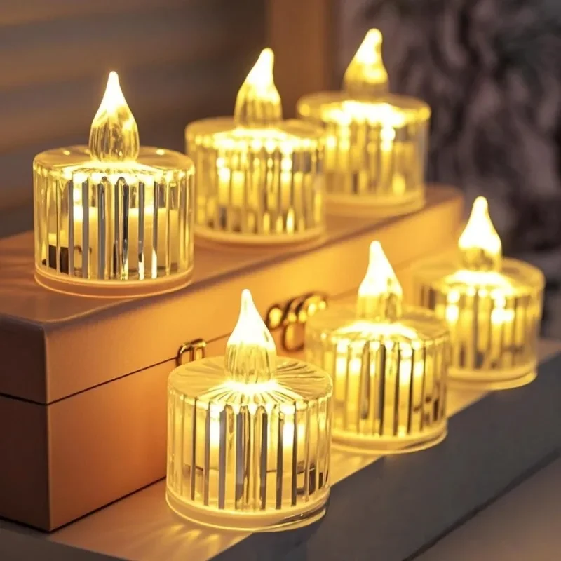 LED Crystal Candles Electronic Flameless Proposal 4/6/12PCS Lights Wedding Party Home Room Decor Romantic Date Holiday LED Light