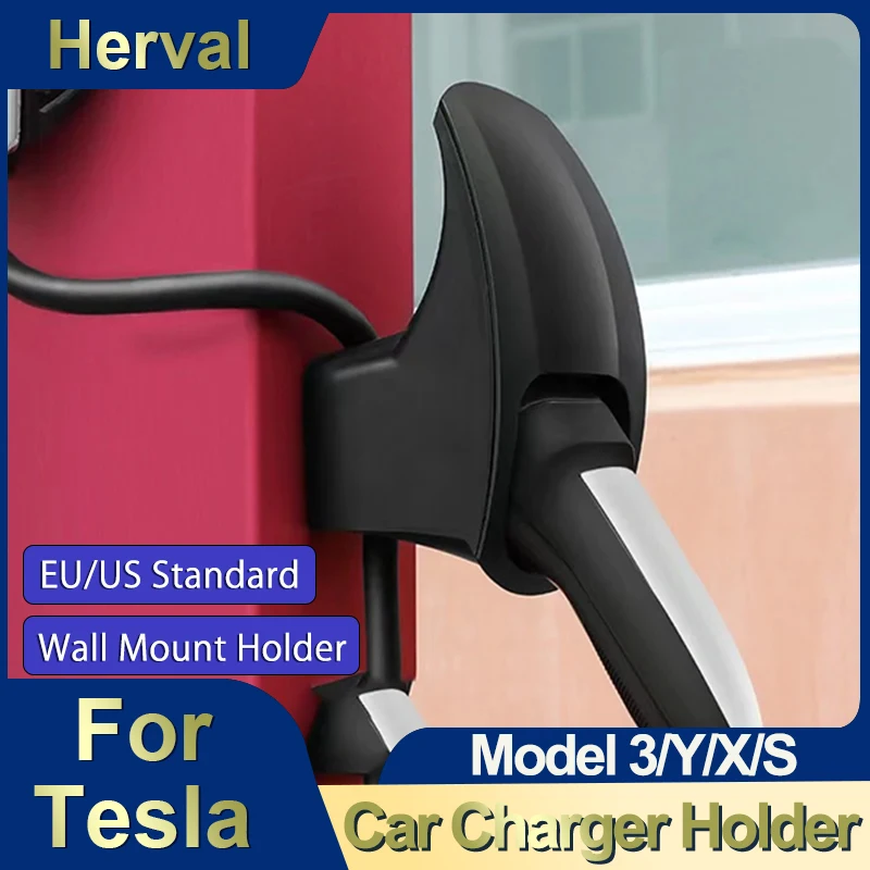 

Herval Car Charger Cable Wall Mount For Tesla Model 3 Y S X EV Charging Holder Organizer Connector Bracket EU/US Standard