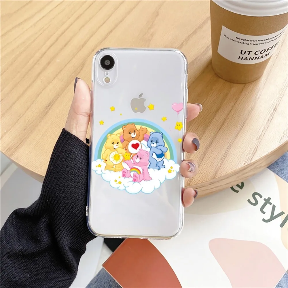 Cute C-care Bear Phone Case For Iphone 15 11 13 14 Pro Max 7 8 Plus X Xr Xs Max 16pro 12mini Transparent Cover