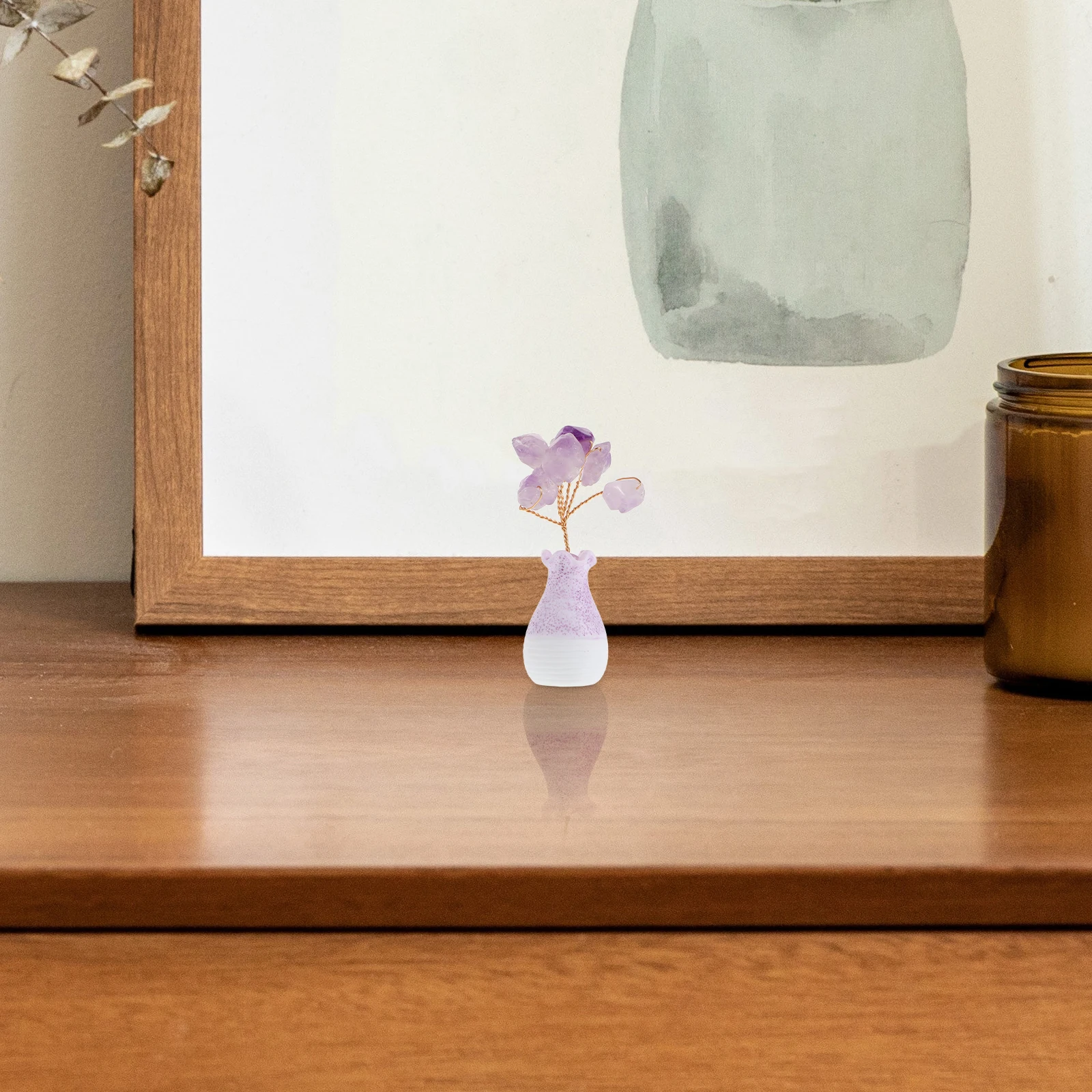 

Amethyst Tooth Flower Mini Tree Genuine Crystal Handcrafted Ornament Desk Decor Home Office Enhancer