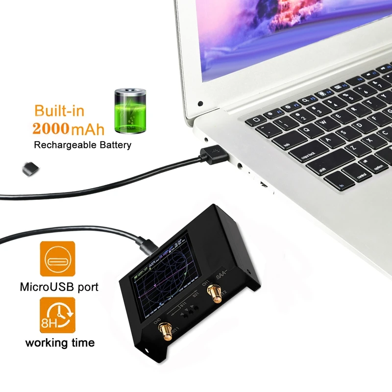 Nanovna V2 2.8 Inch Touch Screen 3G Vector Network Analyzer SAA2 Shortwave Antenna Analyzer  VHF UHF Network Analyzer Black