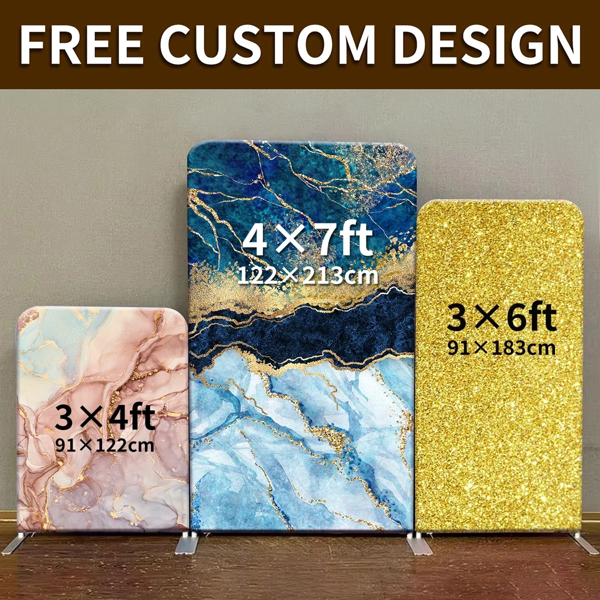 

3pcs Aluminium Rectangle Backdrop Stand Cover Custom Design Square Balloon Frame Personalized Board Sign party Event Decoration