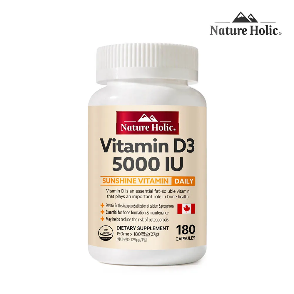 Natureholic Canada Vitamin D 5000 iu 1 Bottle 180 Capsules