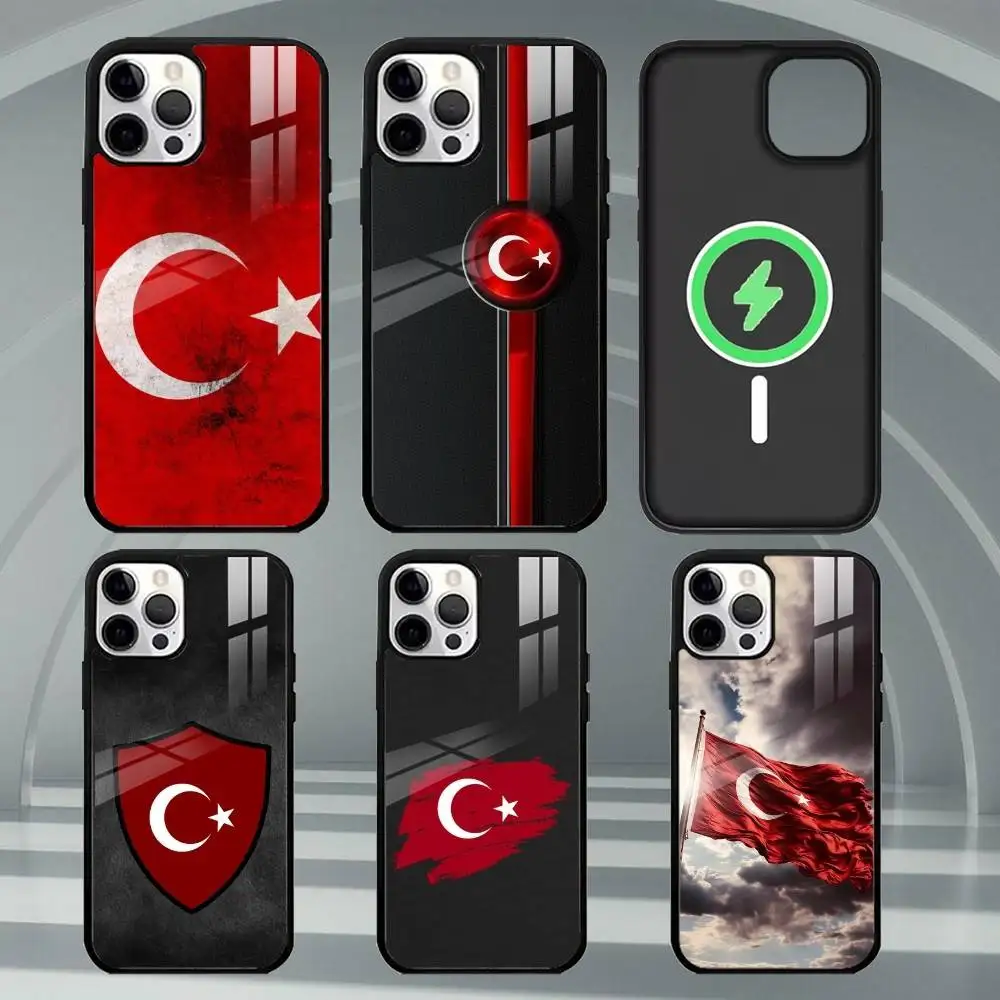 

1pc T-Turkey T-Turkish Flag Phone Case For iPhone17,16,15,14,13,12,11 Plus,Pro Max Magnetic For Magsafe Wireless Charging