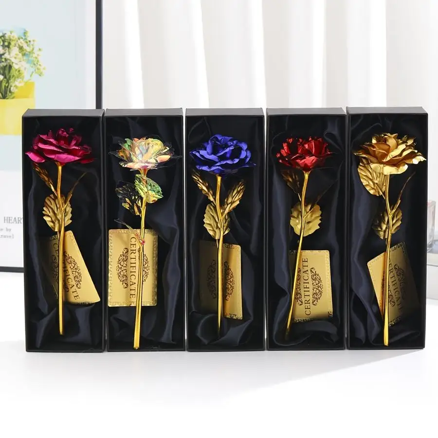 1/5/10/20/50/100pcs [Golden Foil Rose Gift Box Set] Golden Foil Rose Gift Box Set for Mother's Day Birthday Party Gift for Girlf