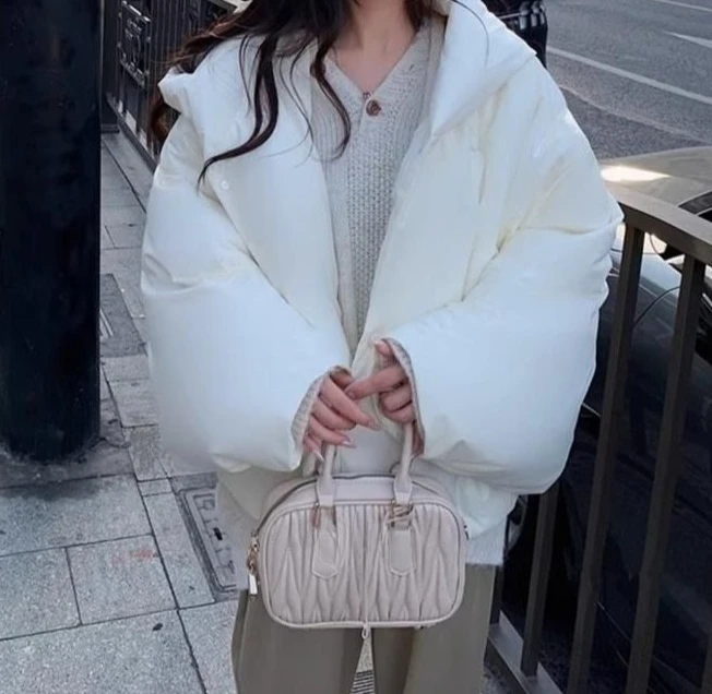 

Winter Design-style Hooded Warm Poncho with Batwing Sleeves and Down Jacket