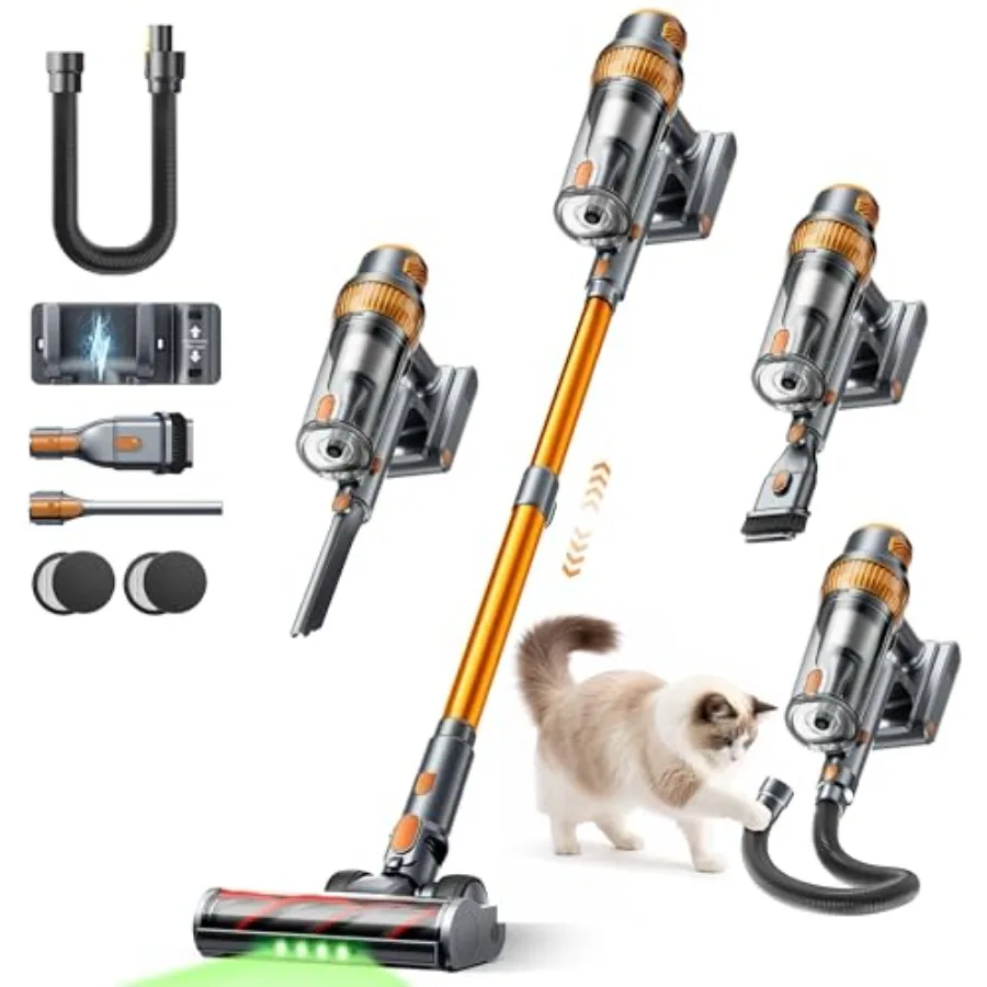 

Cordless Vacuum Cleaner 55KPa 650W 70Mins Stick Vacuum Cleaners for Home Self-Standing Handheld Vacuum with 3.3Ft Extendable Ho