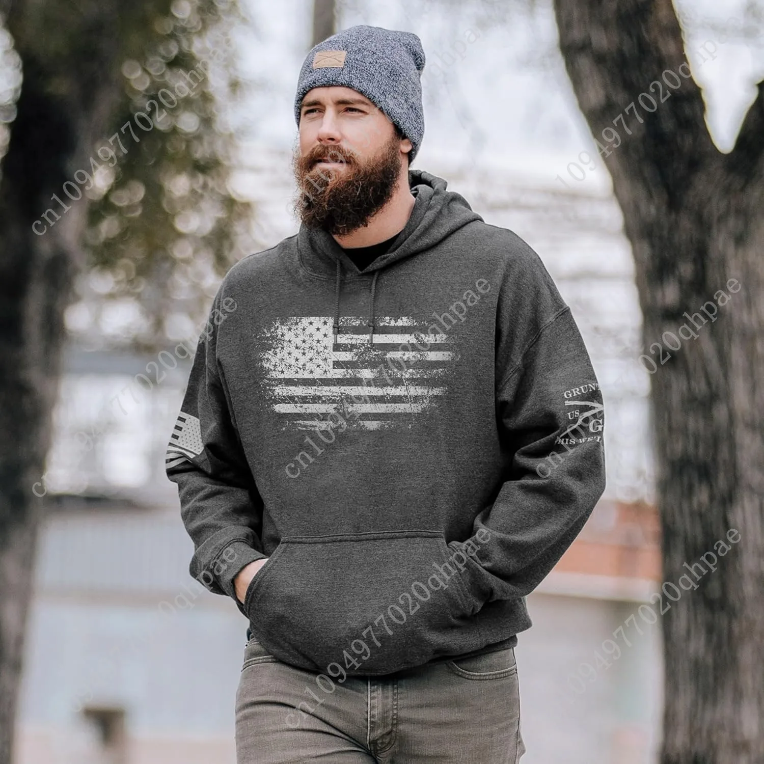 سترة بغطاء للرأس أمريكية عتيقة من Grunt Style