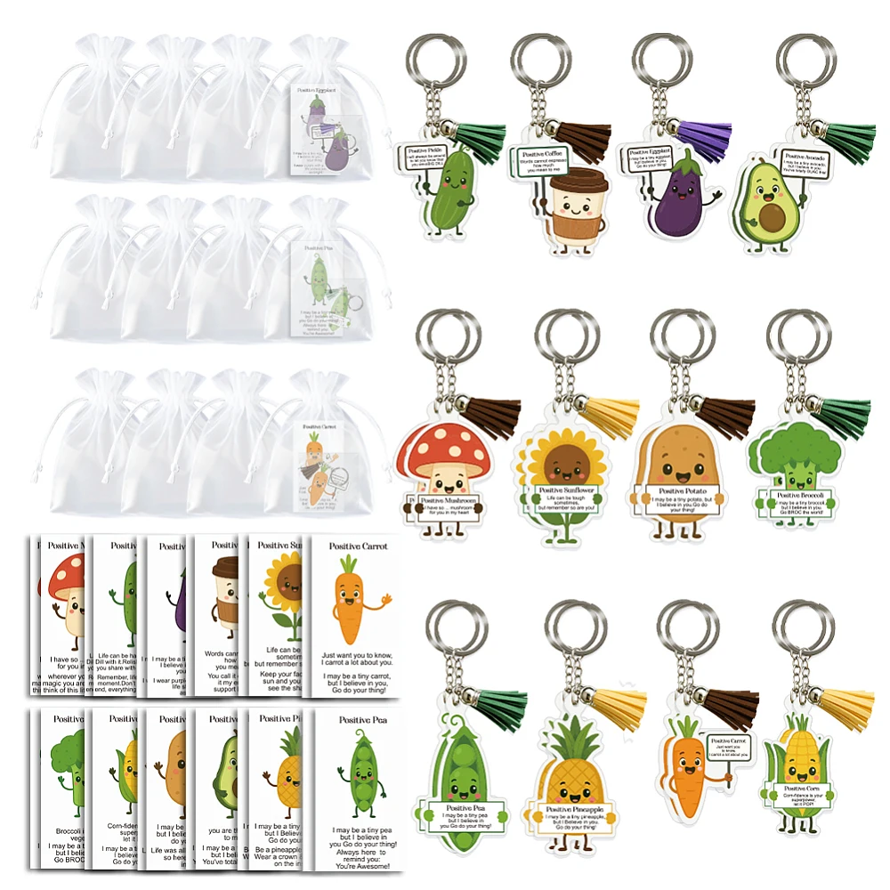 24sets-positive-keychains-bulk-emotional-support-food-acrylic-keychain-with-24-organza-bags-24-funny-card-inspirational-keychain