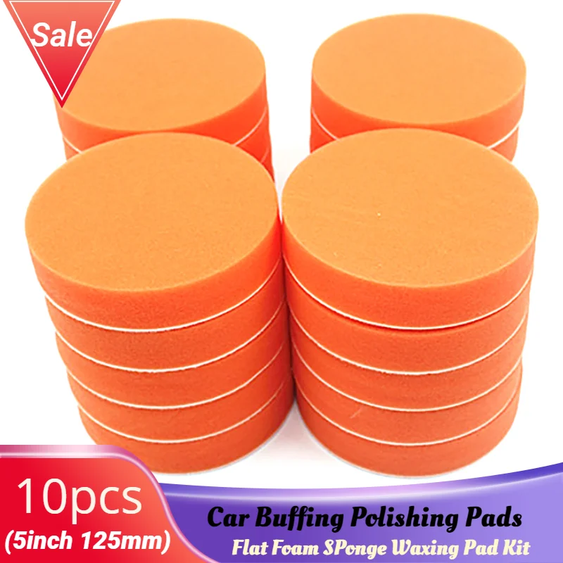 

10pcs 5inch 125mm Car Buffing Polishing Pads Flat Foam SPonge Waxing Pad Kit Tool For Car Polisher Buffer Auto Care Buffing Pads