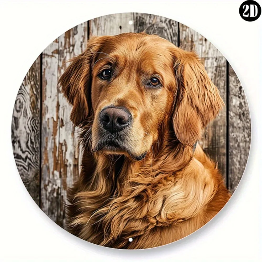 

Charming 8x8" Golden Retriever Aluminum Sign - Spring-Themed Faux Woodblock Print, Perfect for Dorm Decor & Mother's Day Gift