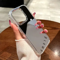 Luxury Plating Make Up Mirror Phone Case For iPhone 16 Pro Max 15 14 13 12 11 Pro XR X XS Max Soft Silicone Shockproof Cover