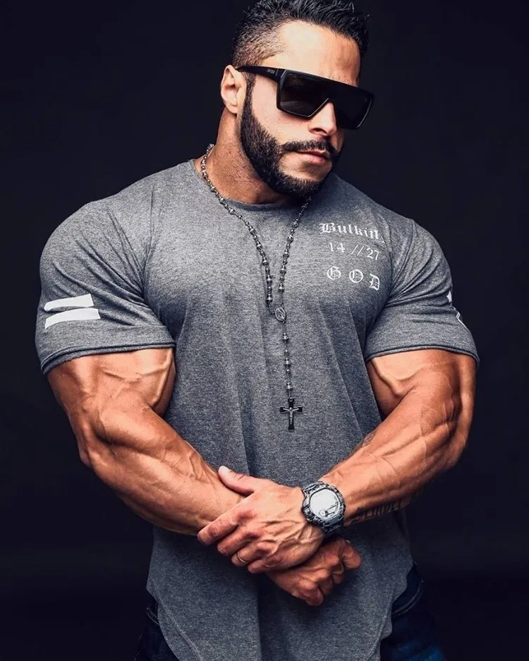 Summer 2023 Sports Short Sleeve Men\'s Fitness T-shirt Alphanumeric Pure Cotton Training Clothing European And American Style