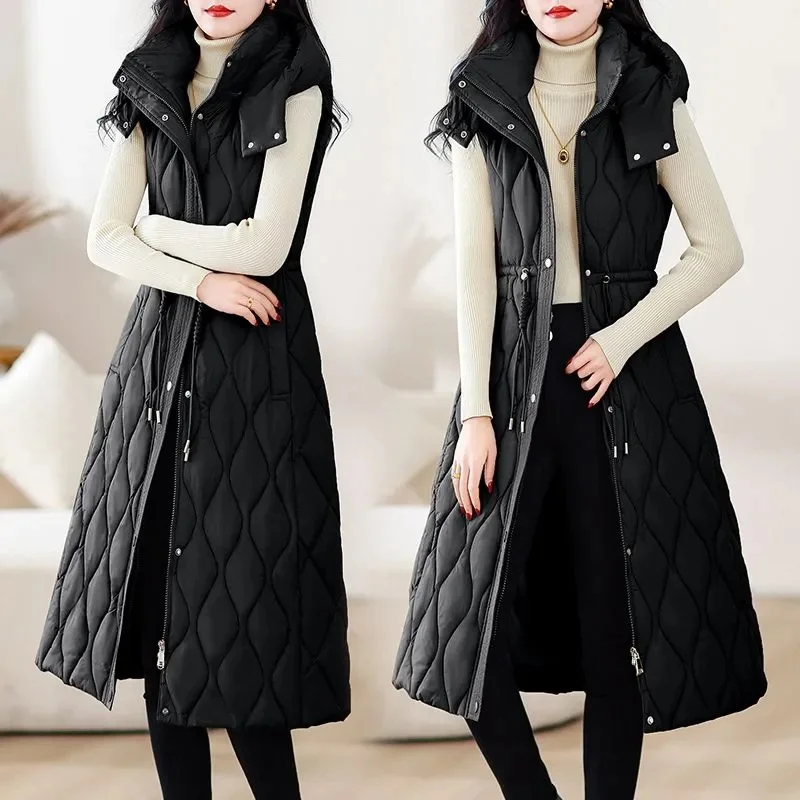 New Autumn Women Vest Winter Puffer Parkas Coat Casual Pocket Hooded Waistcoat Female Sleeveless Jacket Outerwear