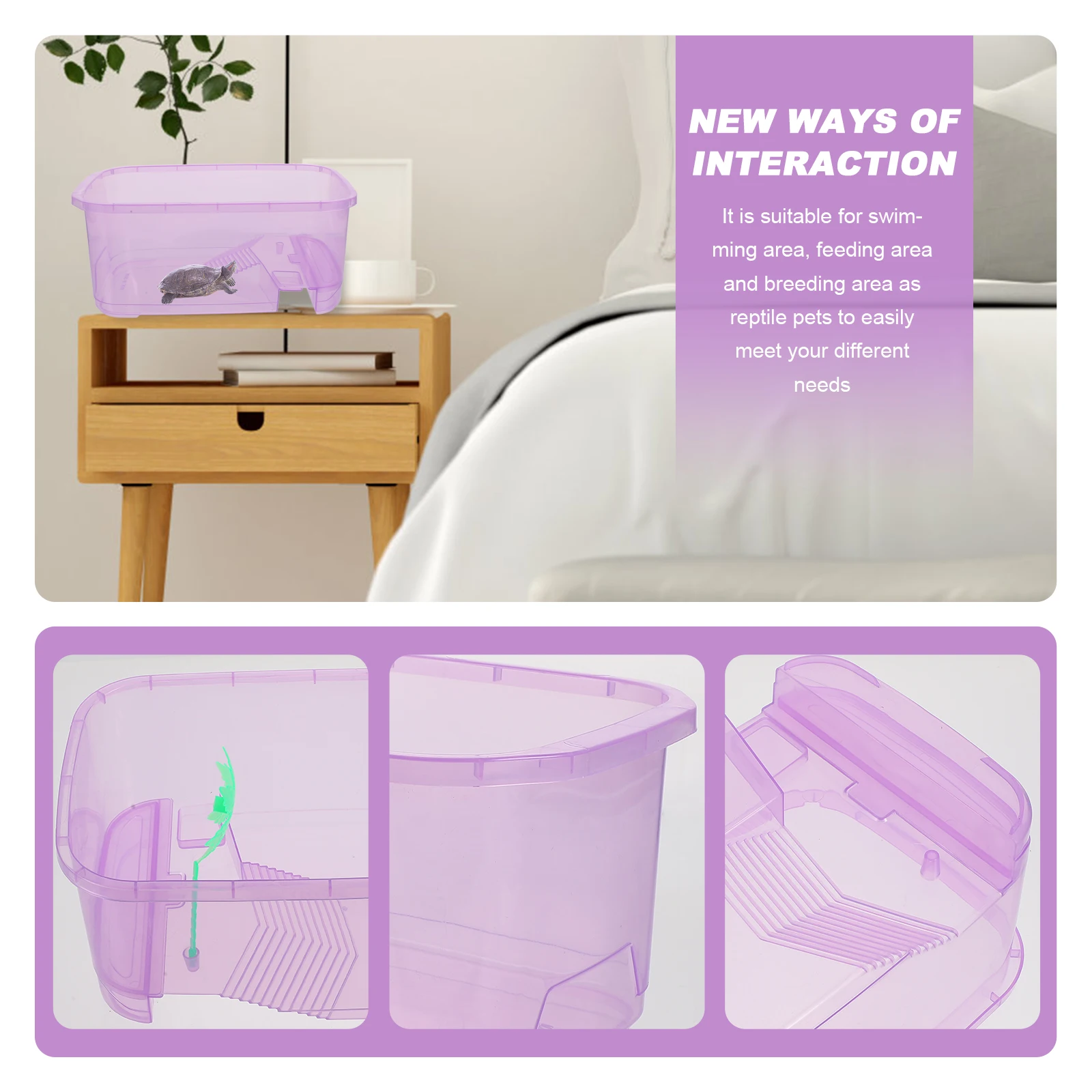 

Plastic Turtle Pot Durable Safe Unique Home Habitat Carrier Lizard Case Tank Pet Tortoise Breeding Box Supplies Aquatic
