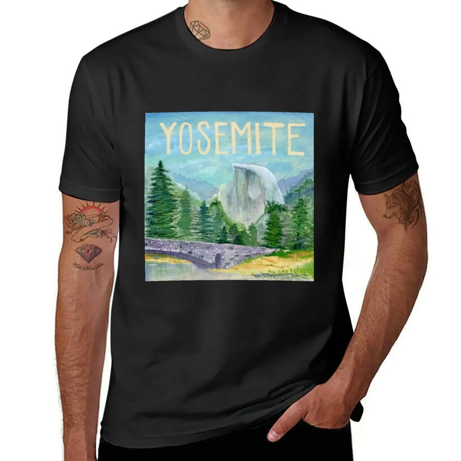 

Yosemite Watercolor on Wood Block T-Shirt affliction shirts summer tops customizeds plain white t shirts men