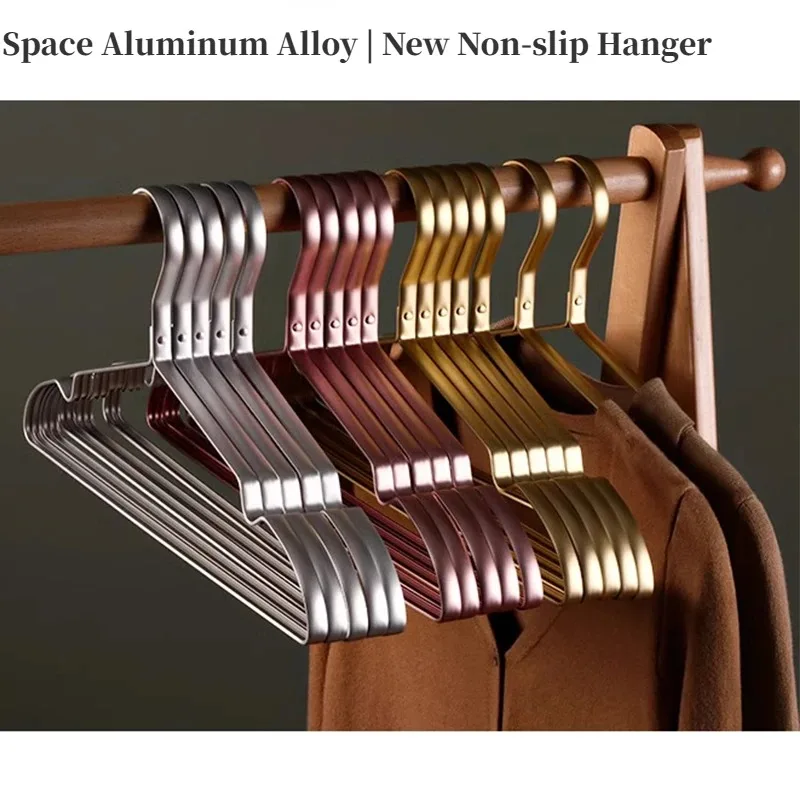 10pcs Aluminum Alloy Clothing Hanger Golden Durable Domestic Coat Supplies Organizer Wardrobe Organizer Clothing Storage Rack