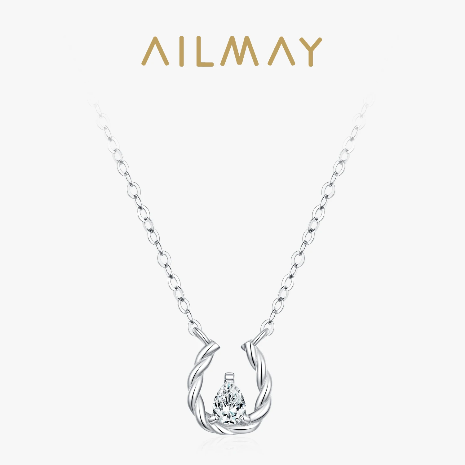

Ailmay Sparkling Horseshoe U-shaped Pendant Women's 925 Sterling Silver New Model Fine Jewelry Wedding Gift