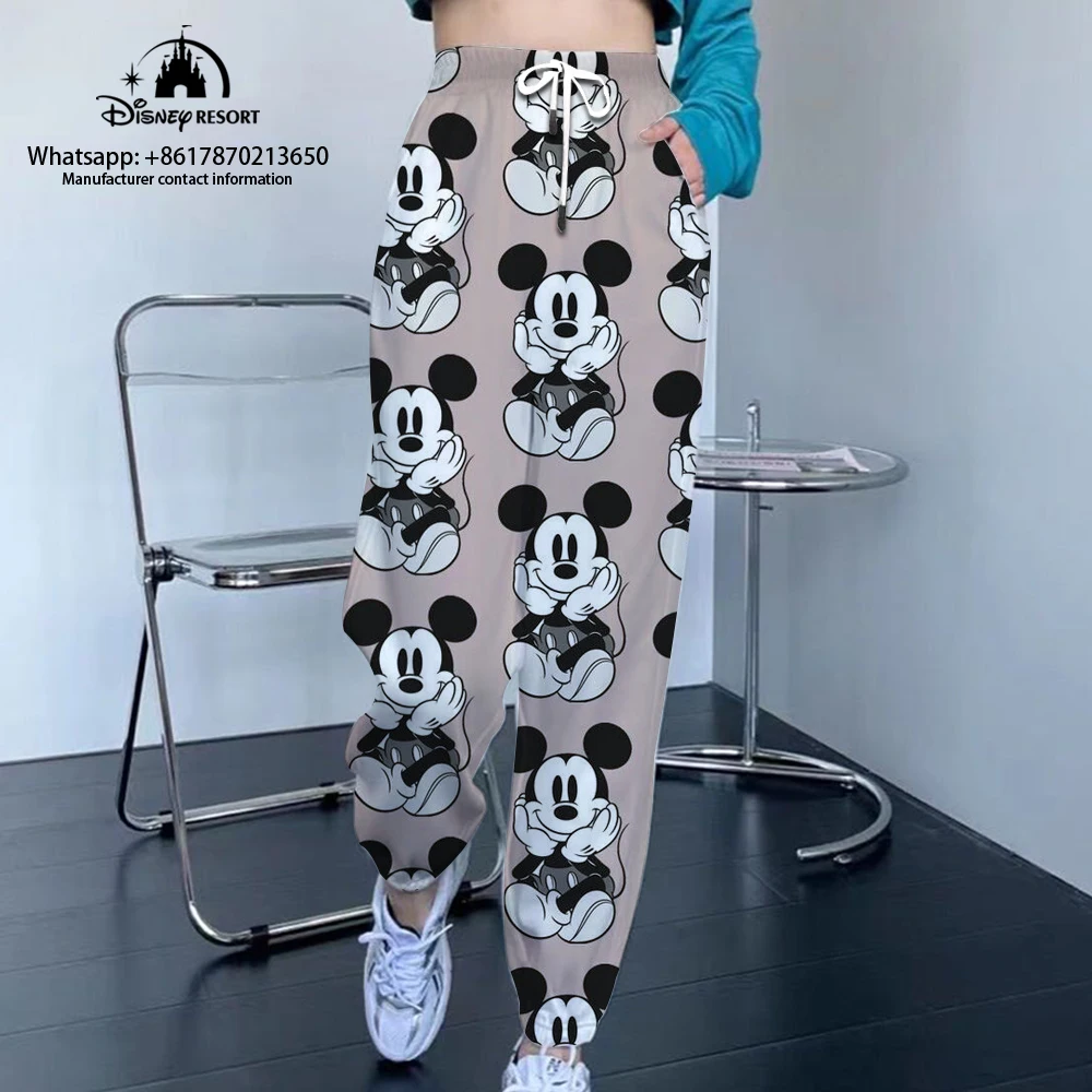 

Autumn Mickey Minnie and Stitch Cartoon Print Women's Fashion Casual Jogging Sweatpants Street Style Drawstring Pants y2k