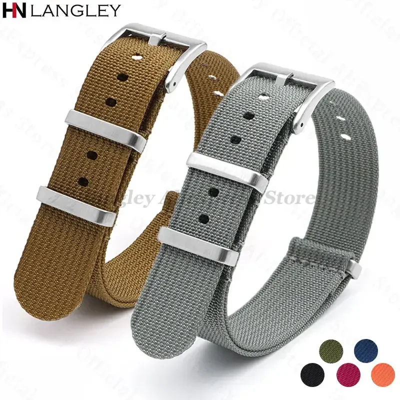 Quality Nylon Watch Strap 18mm 20mm 22mm for Seiko for Military Ribbed Fabric Braid for Huawei Watch Gt3/4 Wristband for Samsung