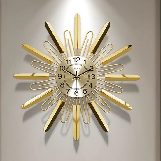 61cm cheap Novel design light luxury peacock shape 3d wall clocks wall hanging large gold metal frame clock for home decor