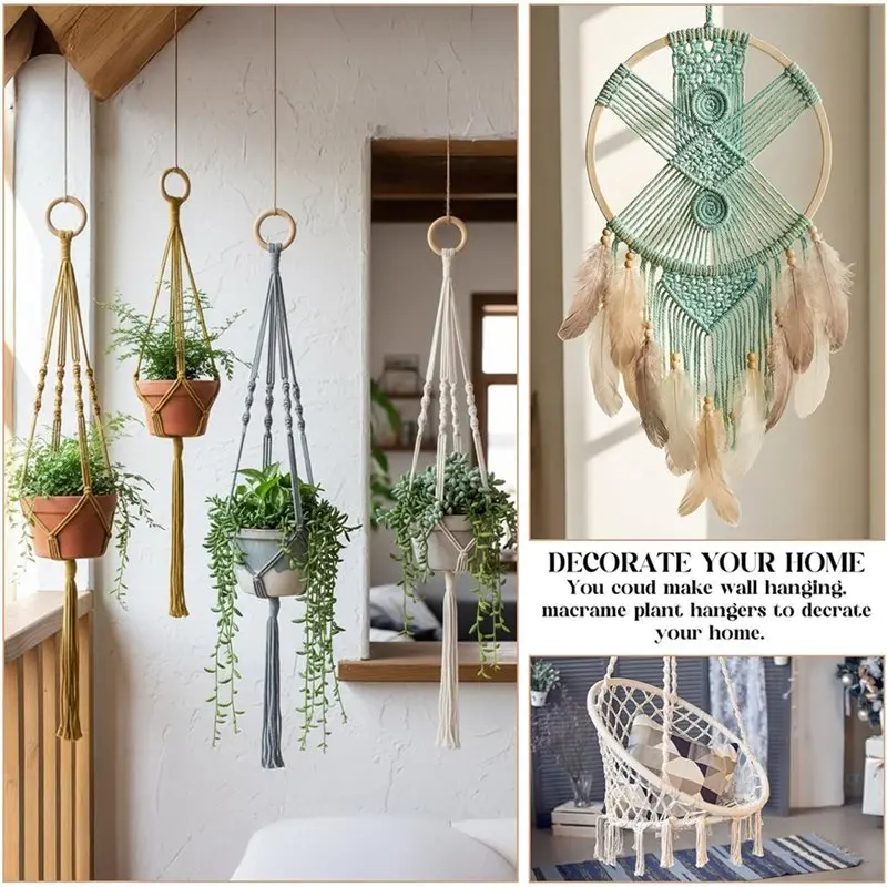 

ABVJ-For Adults Beginners 268 Pcs Macrame Kits For DIY Plant Hangers Wall Hangings Weave Supplies With Cord