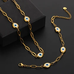Greatera Three Devil's Eyes Bracelet For Women Men Simple Gold Color Plating Geometry Creative Stainless Steel Charm Necklace